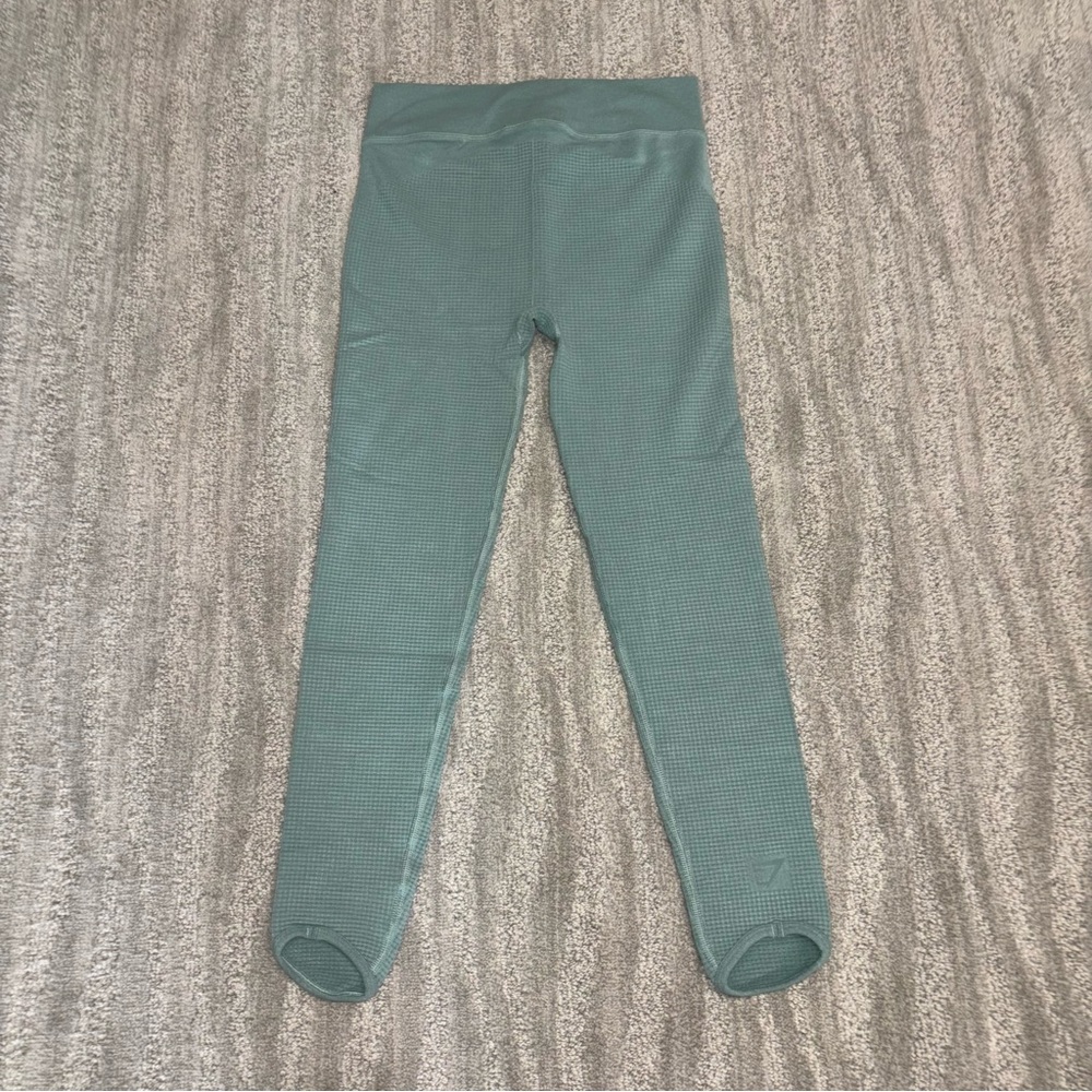 Gymshark Women’s Waffle Knit High Waisted Green Thermal Leggings Size S